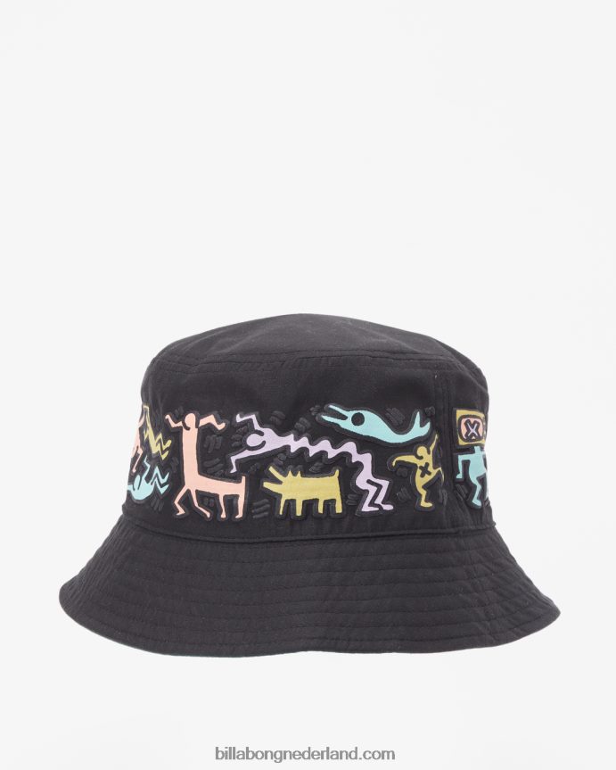 Billabong Heren Keith Haring Jam omkeerbare vissershoedmilitair zwart 4D20H709