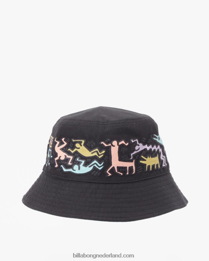 Billabong Heren Keith Haring Jam omkeerbare vissershoedmilitair zwart 4D20H709