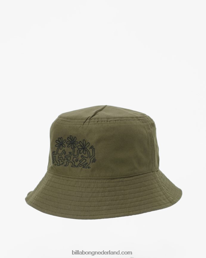 Billabong Heren Keith Haring Jam omkeerbare vissershoedmilitair zwart 4D20H709