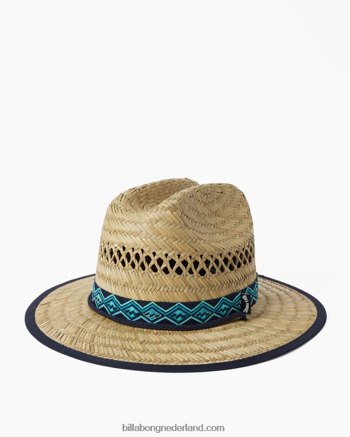 Billabong Heren badmeesterhoed van midden getijden van stroblauwe waas 4D20H691