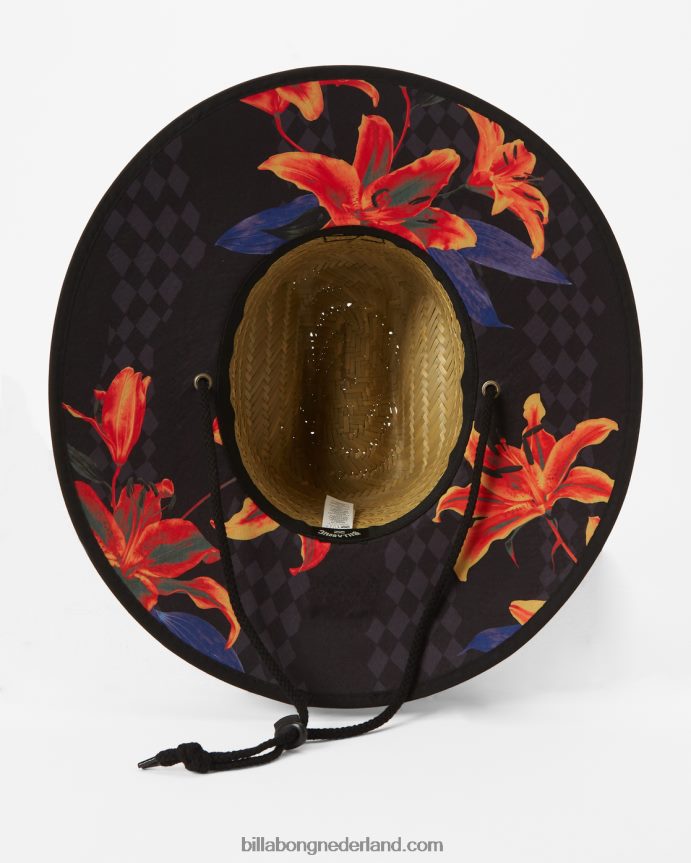 Billabong Heren badmeesterhoed van stro met getijdenprinthoutskool 4D20H772