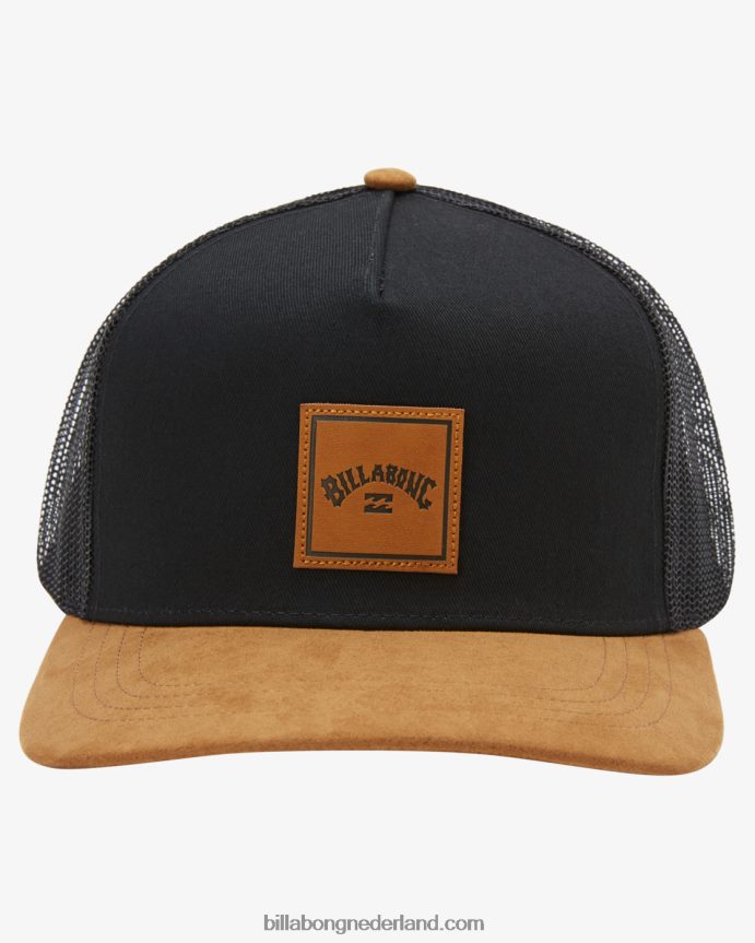 Billabong Heren gestapelde vrachtwagenchauffeurhoedzwart/bruin 4D20H700