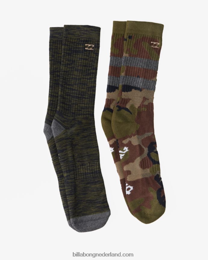 Billabong Heren 2-pack camo crew sokkengroente 4D20H728