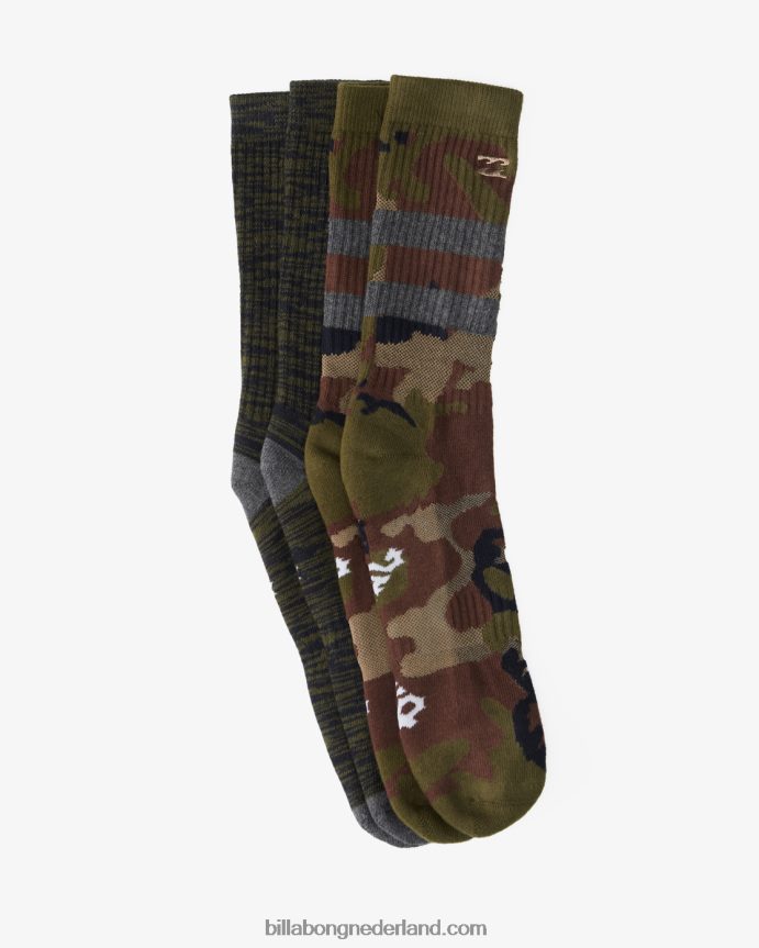 Billabong Heren 2-pack camo crew sokkengroente 4D20H728