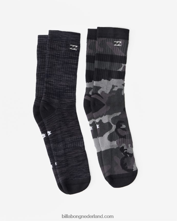 Billabong Heren 2-pack camo crew sokkenzwart 4D20H743