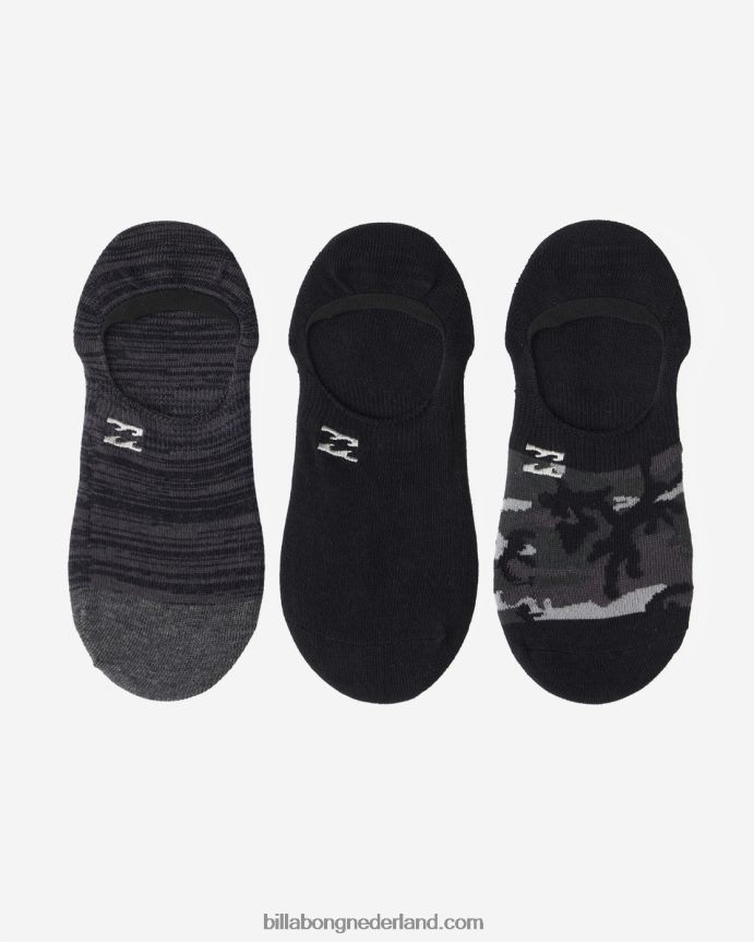 Billabong Heren 3-pack camo no-show sokkenzwart 4D20H729