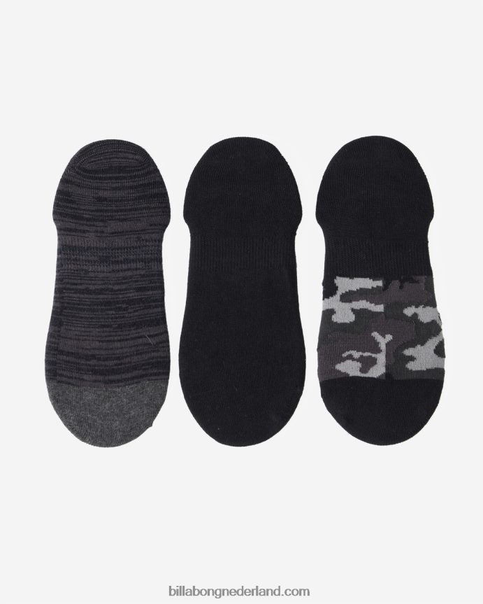 Billabong Heren 3-pack camo no-show sokkenzwart 4D20H729