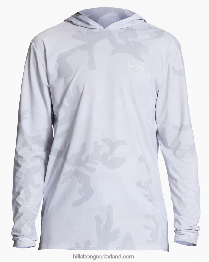 Billabong Heren arch mesh hooded upf 50 rashguard met lange mouwenwitte camouflage 4D20H445