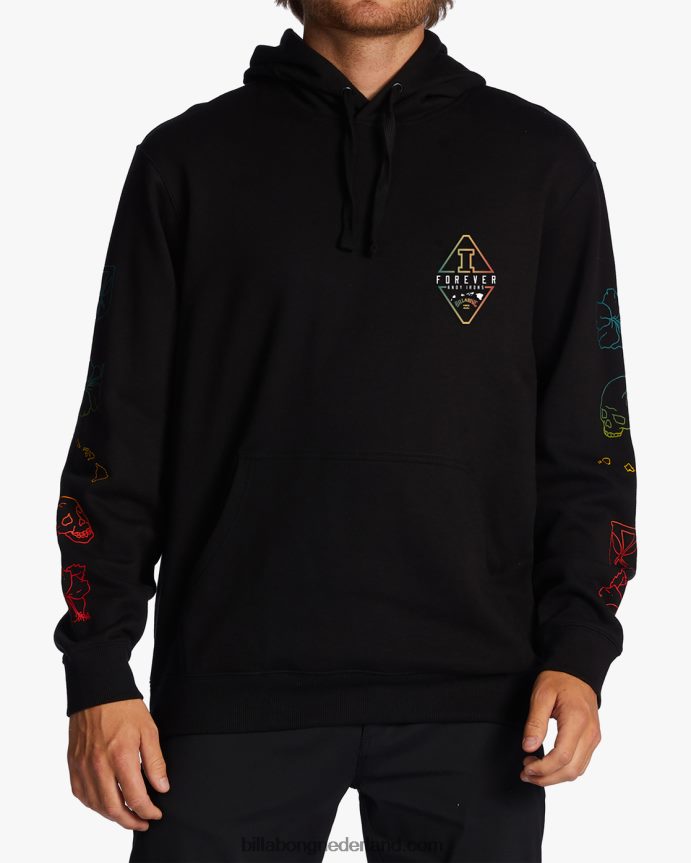 Billabong Heren Andy Irons Diamond Wave gewassen pullover hoodiezwart 4D20H634