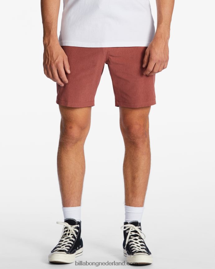 Billabong Heren crossfire elastische taille dompelbroek 18''stoffig rood 4D20H595