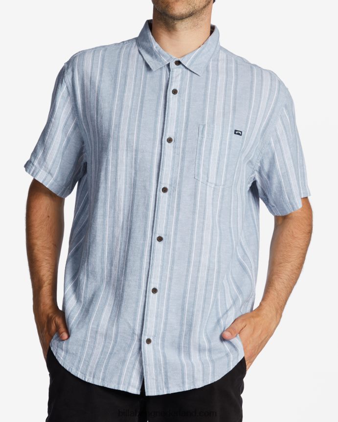 Billabong Heren dagelijks hennep shirt met korte mouwengewassen blauw 4D20H423
