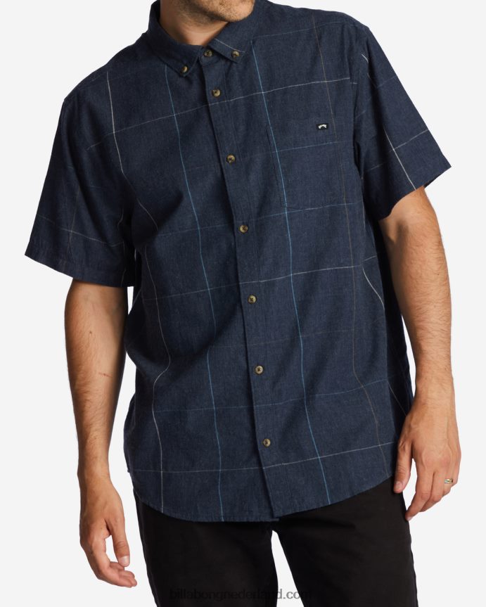 Billabong Heren geruit overhemd met korte mouwen voor de hele dagmarine 4D20H591