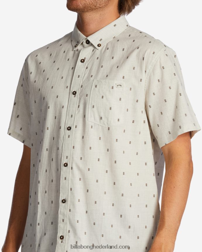 Billabong Heren jacquard overhemd met korte mouwen voor de hele dagroom 4D20H408