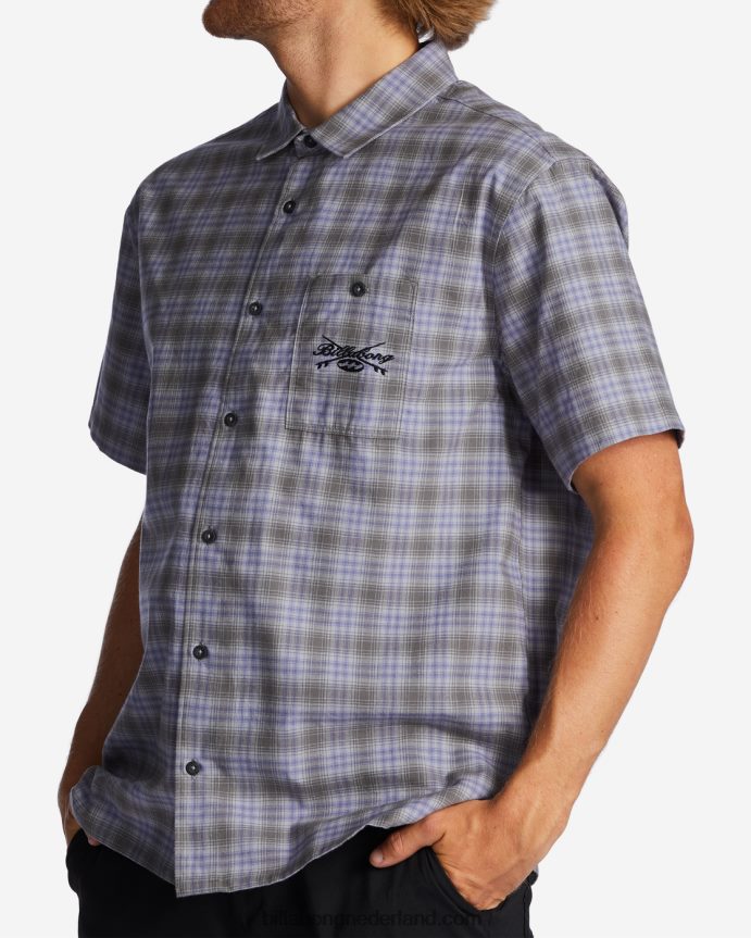 Billabong Heren ochtendhemd met korte mouwenstoffige druif 4D20H656