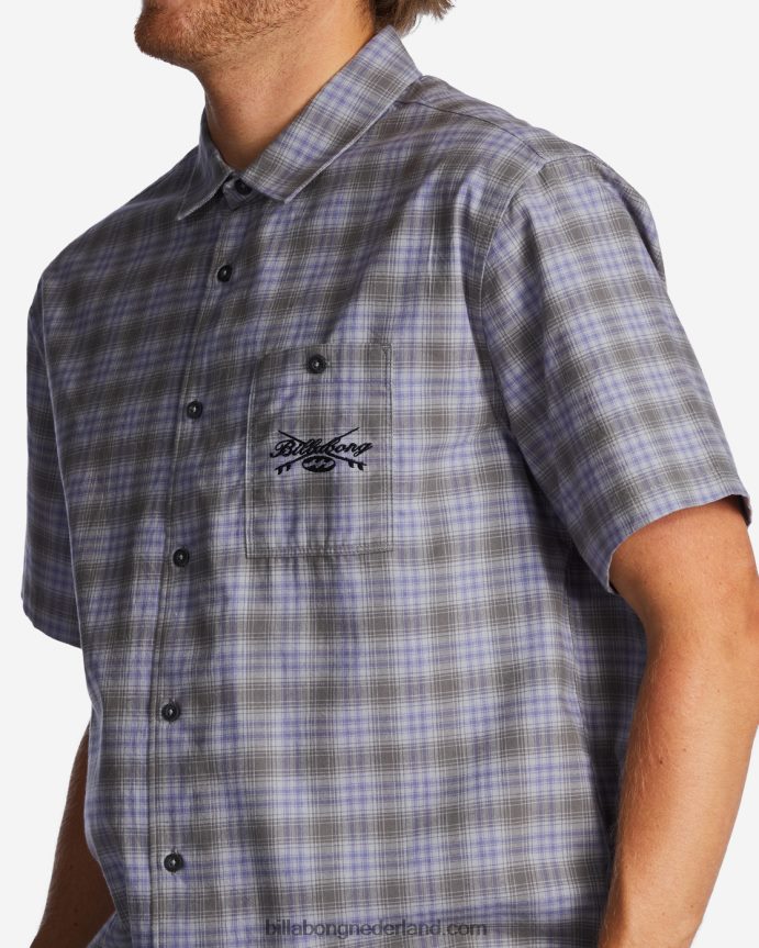 Billabong Heren ochtendhemd met korte mouwenstoffige druif 4D20H656