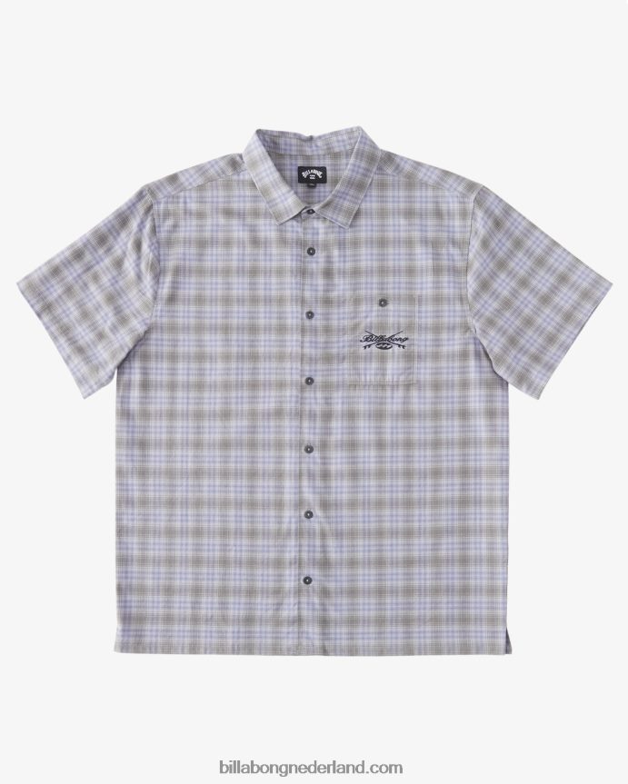 Billabong Heren ochtendhemd met korte mouwenstoffige druif 4D20H656