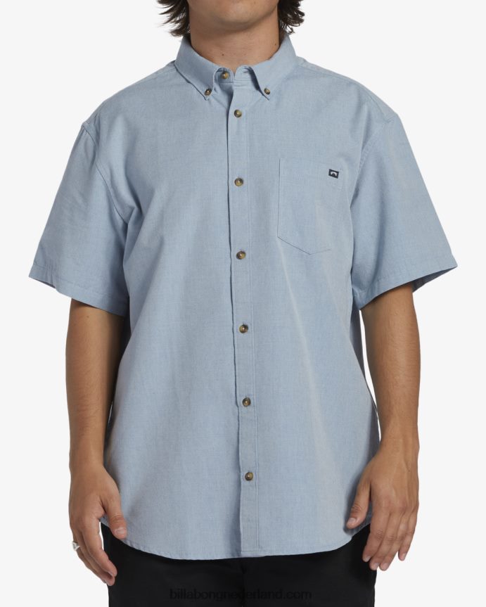 Billabong Heren shirt met korte mouwen voor de hele dagpoederblauw 4D20H383