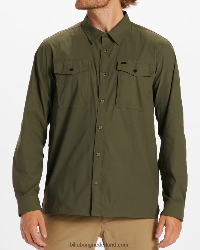 Billabong Heren surftrek tech shirt met lange mouwenleger 4D20H485