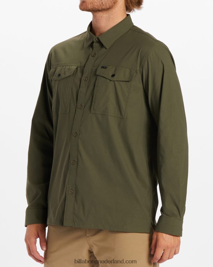 Billabong Heren surftrek tech shirt met lange mouwenleger 4D20H485