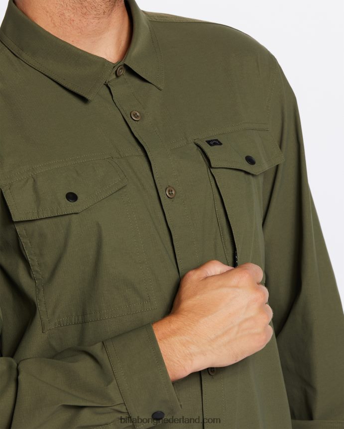 Billabong Heren surftrek tech shirt met lange mouwenleger 4D20H485