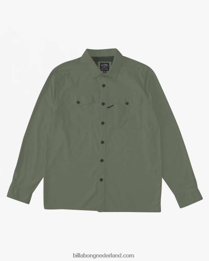 Billabong Heren surftrek tech shirt met lange mouwenleger 4D20H485