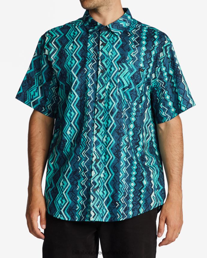 Billabong Heren zondag shirt met korte mouwendonkere munt 4D20H602
