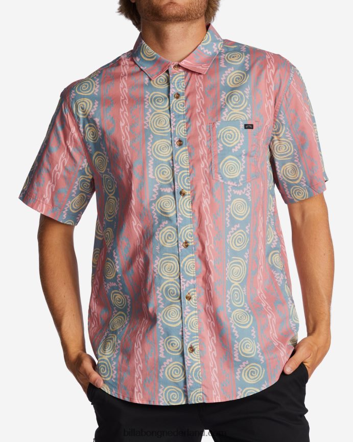 Billabong Heren zondag shirt met korte mouwenstoffig rood 4D20H638