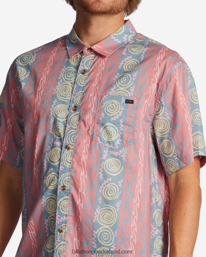 Billabong Heren zondag shirt met korte mouwenstoffig rood 4D20H638