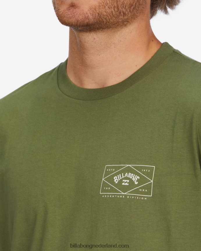 Billabong Heren a/div hardware biologisch T-shirt met korte mouwengewassen olijf 4D20H260