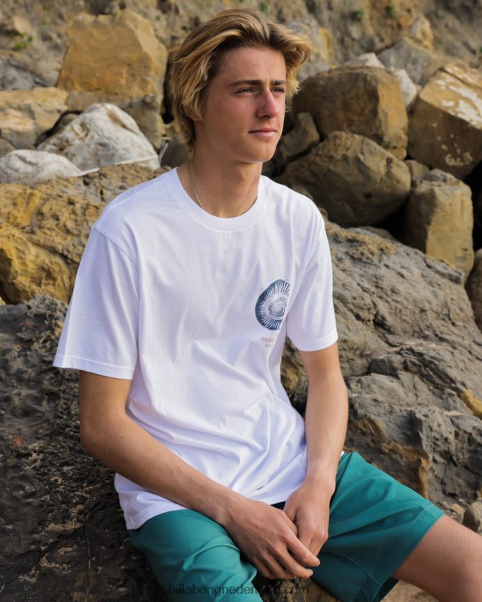 Billabong Heren biologisch t-shirt voor getijdenonderzoekwit 4D20H473