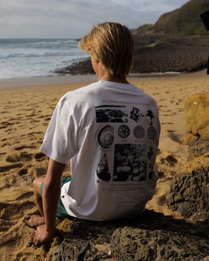 Billabong Heren biologisch t-shirt voor getijdenonderzoekwit 4D20H473