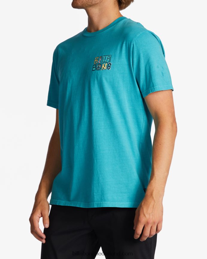 Billabong Heren verwoord t-shirtdonkere munt 4D20H620