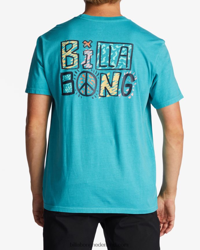 Billabong Heren verwoord t-shirtdonkere munt 4D20H620