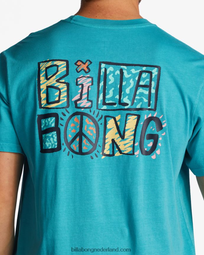 Billabong Heren verwoord t-shirtdonkere munt 4D20H620