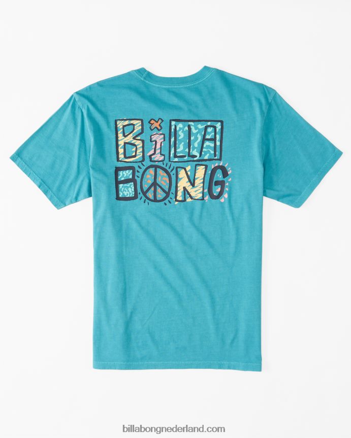 Billabong Heren verwoord t-shirtdonkere munt 4D20H620