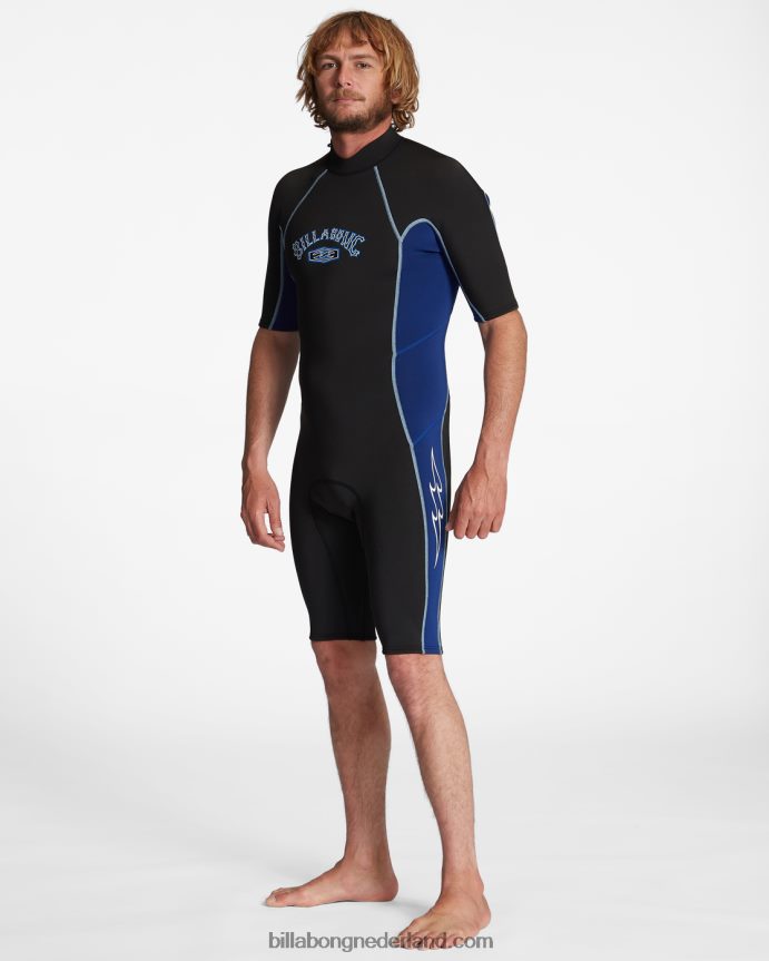 Billabong Heren 2/2 mm absolute springsuit met korte mouwen en ritssluiting aan de achterkantdonker koninklijk 4D20H907