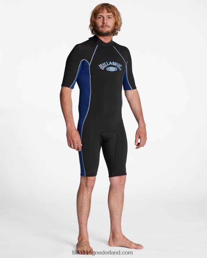Billabong Heren 2/2 mm absolute springsuit met korte mouwen en ritssluiting aan de achterkantdonker koninklijk 4D20H907