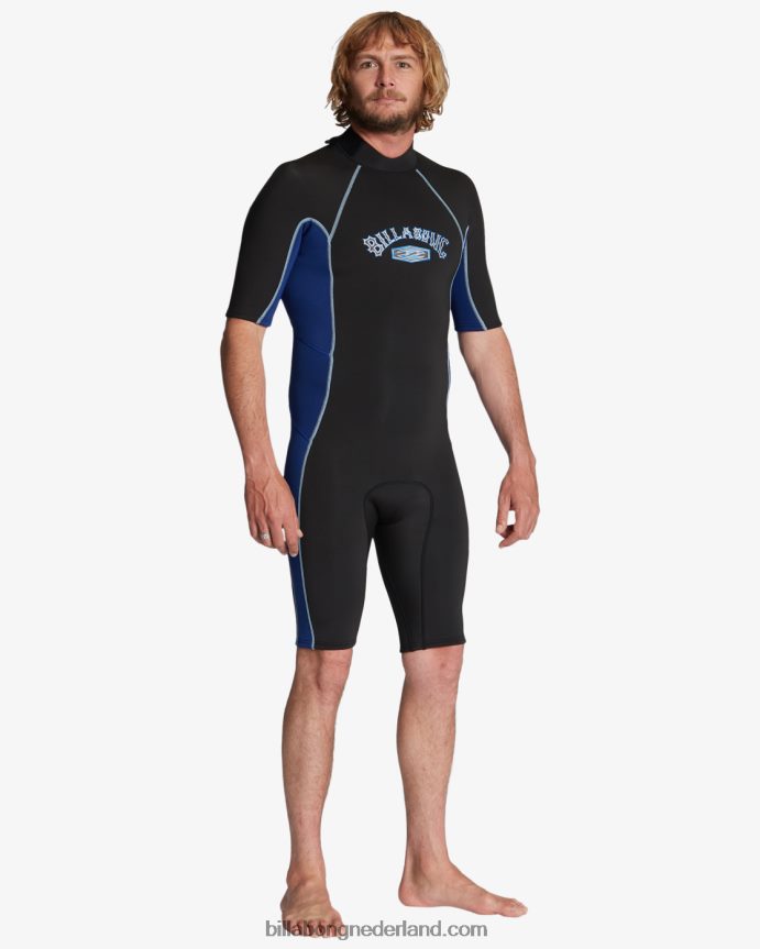 Billabong Heren 2/2 mm absolute springsuit met korte mouwen en ritssluiting aan de achterkantdonker koninklijk 4D20H907