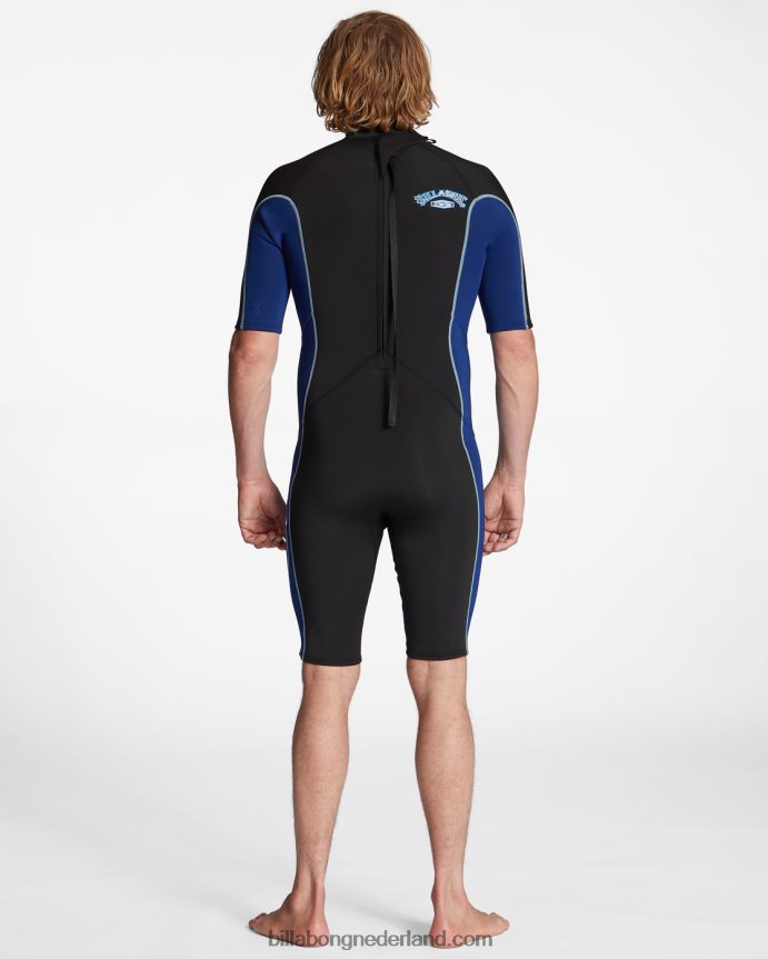Billabong Heren 2/2 mm absolute springsuit met korte mouwen en ritssluiting aan de achterkantdonker koninklijk 4D20H907