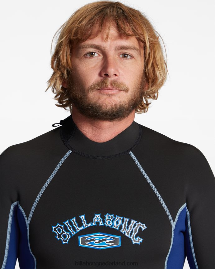 Billabong Heren 2/2 mm absolute springsuit met korte mouwen en ritssluiting aan de achterkantdonker koninklijk 4D20H907