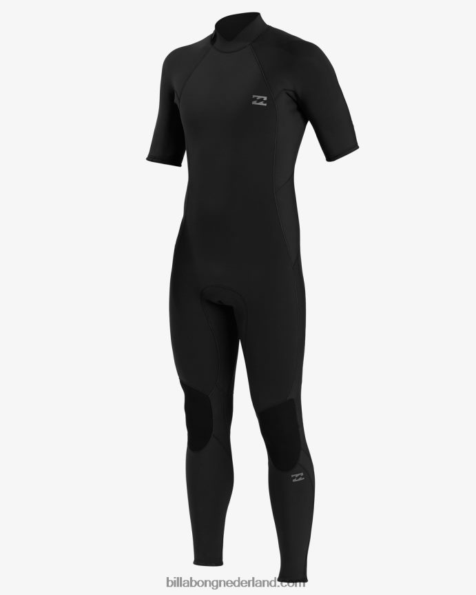 Billabong Heren 2/2 volledige wetsuit met volledige ritssluiting aan de achterkant en korte mouwenzwart 4D20H888