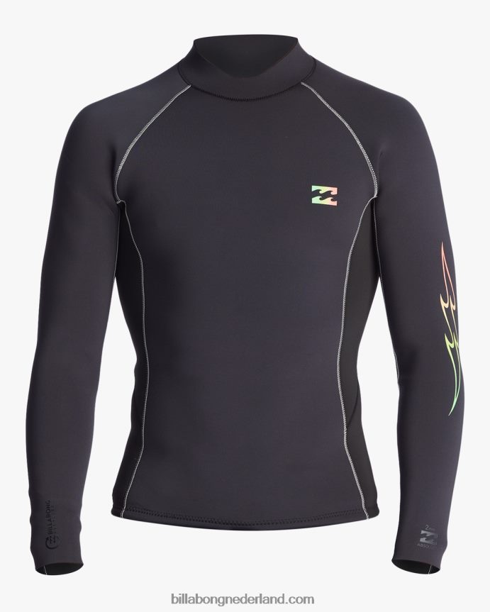Billabong Heren 2 mm absoluut verwisselbaar wetsuitjackzwart vervagen 4D20H905