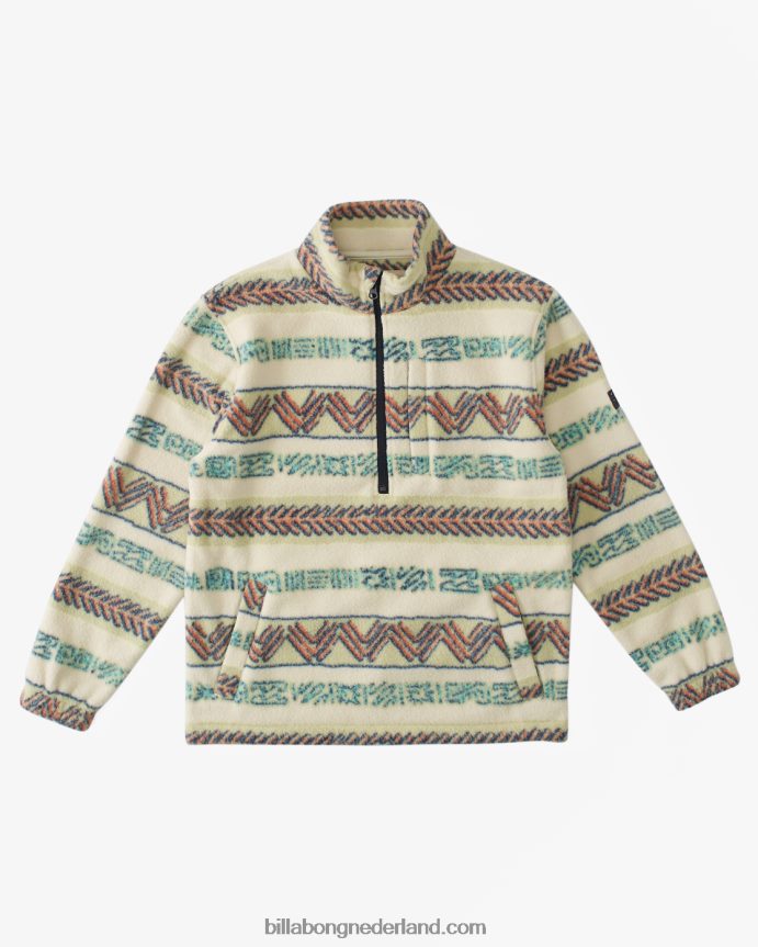 Billabong jongens grens fleece pullover met opstaande kraagveld kaki 4D20H1053