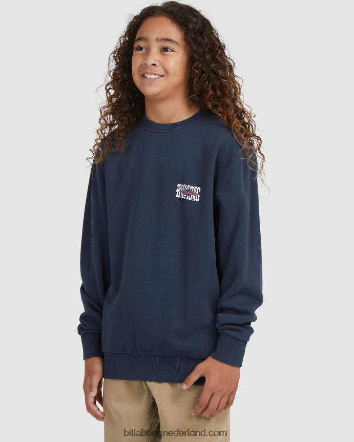 Billabong jongens sweatshirt met ronde hals en schaduwruitmarine 4D20H1117