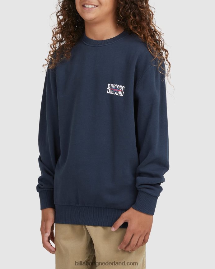 Billabong jongens sweatshirt met ronde hals en schaduwruitmarine 4D20H1117