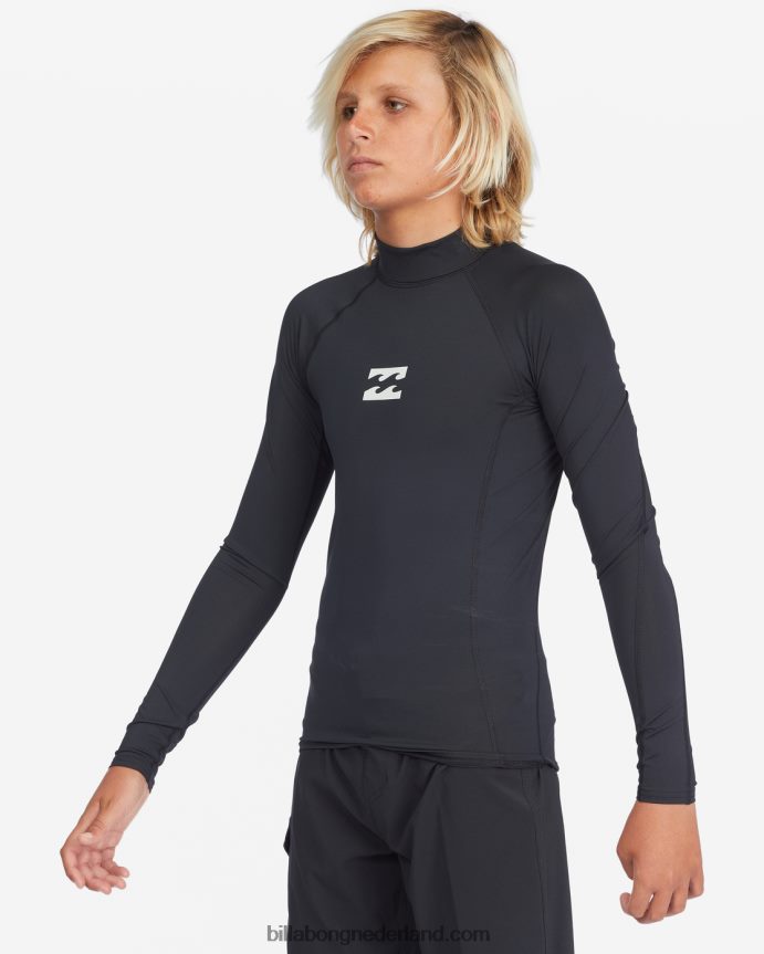 Billabong jongens all day wave performance fit rashguard met lange mouwenzwart 4D20H962