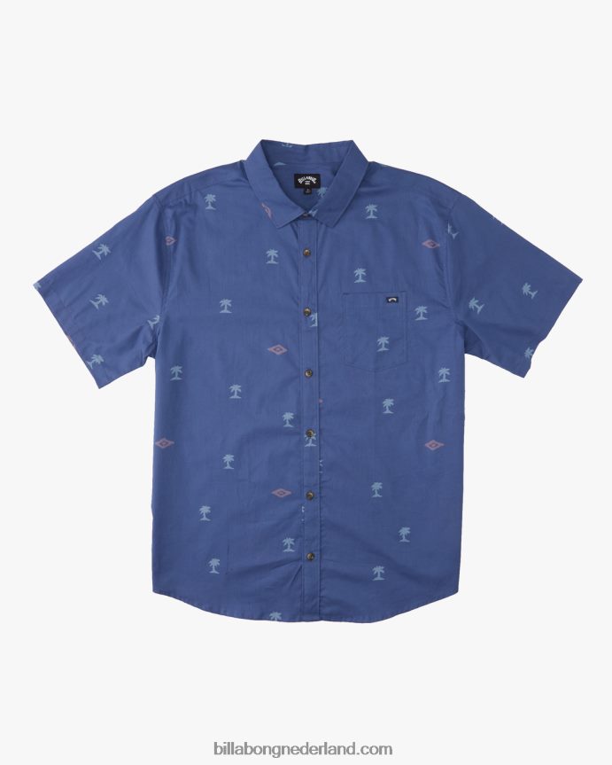 Billabong jongens zondag mini shirt met korte mouwenstoffig blauw 4D20H932