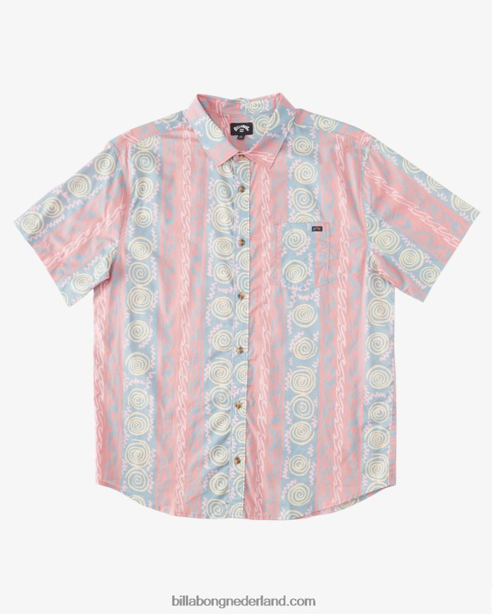 Billabong jongens zondag shirt met korte mouwenstoffig rood 4D20H1006