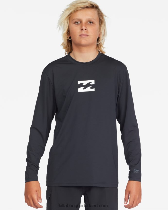 Billabong jongens de hele dag golvend losvallend surf-T-shirt met lange mouwenzwart 4D20H958