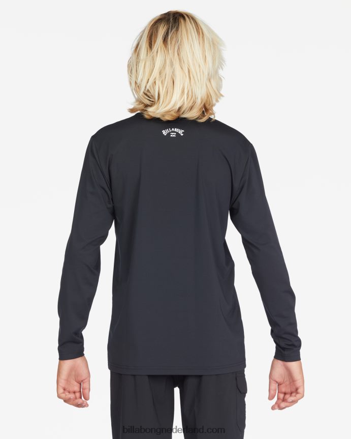 Billabong jongens de hele dag golvend losvallend surf-T-shirt met lange mouwenzwart 4D20H958